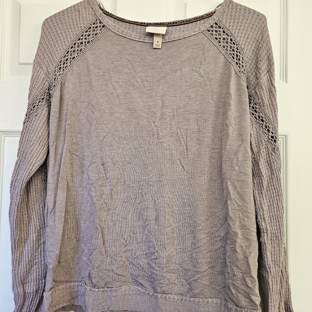 Women's Purple Gray Long Sleeve Top